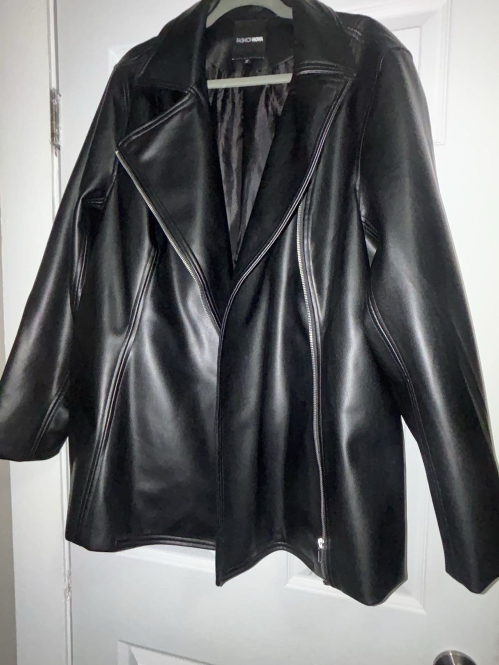Fashion Nova Black Faux Leather Motorcycle Jacket